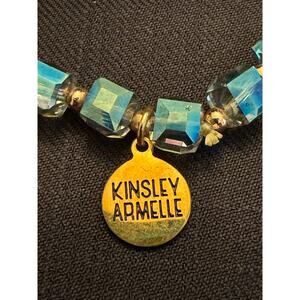 Kinsley Armelle beaded stretch bracelet faceted iridescent aqua crystal beads 7”